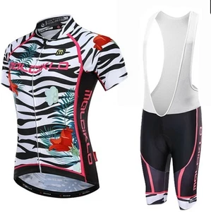Malciklo 2-teiliges Set Radtrikot + Trägerhose Damen Größe L Tropical Print USA Versand - Bild 1 von 4