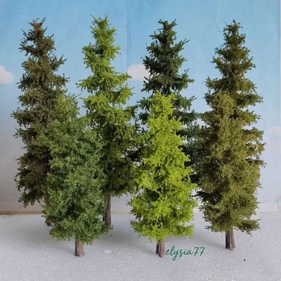 4PC 13CM HO/OO Scale Landscape Trees Miniatures Autumn Pine Forest Plant Model - Image 1 of 4