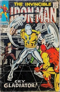 INVINCIBLE IRON MAN #7 Silver Age 12¢ 1968 Cry Gladiator - Bild 1 von 7