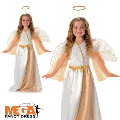 Angelic Angel Girls Fancy Dress Christmas Nativity Childrens Kids Childs Costume - Image 1 of 2
