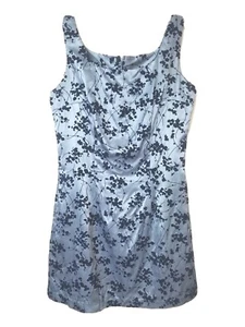 Younique Womens Dress Size 7 Blue Textured Sleeveless Zipper Floral - Picture 1 of 6