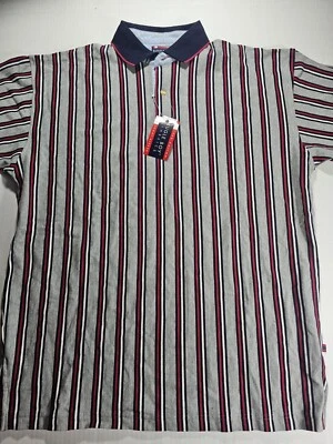 Vintage 90s Bugle Boy Mens Short Sleeve Polo Shirt Size Large Vertical Striped - Image 1 of 4