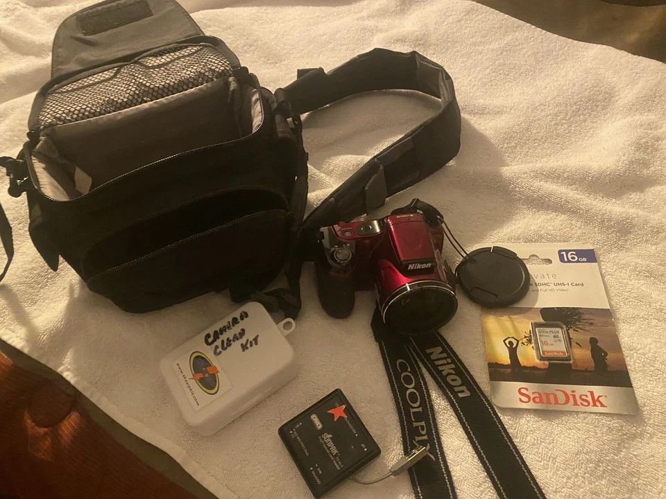 Nikon Coolpix L820 16.0 MP Digital Camera Burgundy With Bag/SD Card - Image 1 of 1