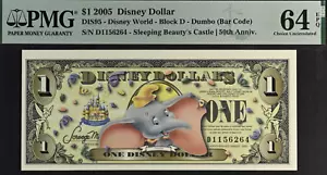 2005 $1 Disney Dollar Dumbo (With Bar Code) PMG 64 EPQ (DIS95) #D1156264 - Picture 1 of 2
