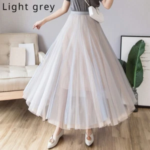 Damen Mehrlagig Netz Rock Netzgewebe Tüll Elastisch Hohe Taille A-Linie Fairy - Bild 1 von 14