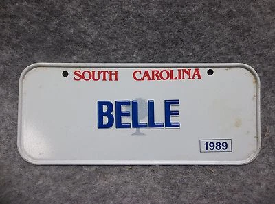 Vintage Wheaties Bicycle License Plate 1989 South Carolina BELLE 5" X 2" - Image 1 of 2