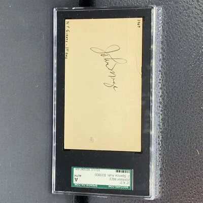 Johnny Mize Cardinals Yankees Signed 3X5 Index Card JSA, SGC Slabbed - Image 1 of 3