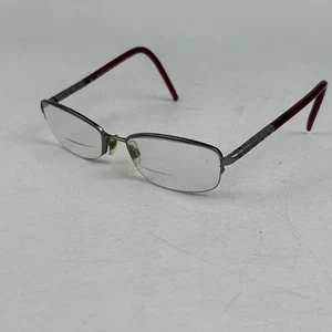 Burberry B1157 1003 Eyeglasses Frame Womens Silver Burgundy Half Rim 52-17-135mm - Picture 1 of 11