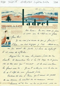 Dépt 38 - l'Adret à Villard de Lans - T Belle Entête Station Sport d'Hiver 1930 - Picture 1 of 1