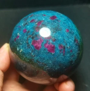 TOP 665G Natural Azul Ágata Rubí Simbiótico Cristal Esfera Bola Curación R724 - Imagen 1 de 17