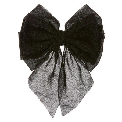 NWT Claire's Girls Jumbo Black Lurex Hair Bow Clip barrette - Image 1 of 2