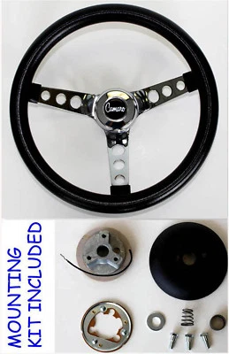 New! 1968 Chevy Camaro GRANT Black and Chrome Steering Wheel 13 1/2" - Image 1 of 4