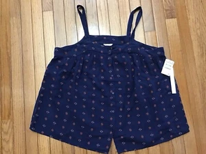 NWT Caslon Navy Ditsy Geo Print Button Sleeveless Cotton Blouse Top Size XL - Picture 1 of 12