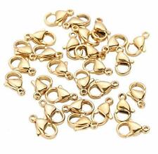 (Gold) 100 Pcs 7x12mm Stainless Steel Curved Lobster Clasps Lobster Claw Clasps