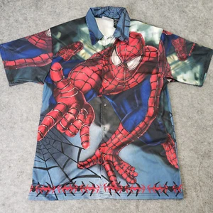 Marvel Spiderman Shirt Mens Medium All Over Print Button Down - Picture 1 of 11