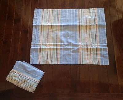 Juego de 2 fundas Euro Estándar Pottery Barn Azul, Blanco, Rojo y Verde Rayas Foto 1 de 4