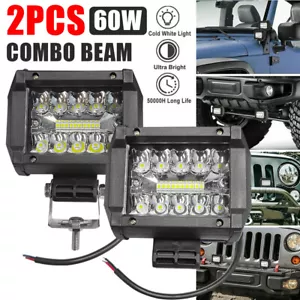 2x 4 pulgadas 60 W LED barra de luz de trabajo punto inundación todoterreno lámpara antiniebla camioneta tractor - Imagen 1 de 13