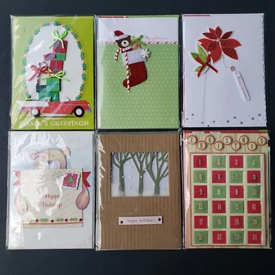 Lot Of 6 Paper Magic Group Fun Whimsical Cute 3D Diecut Christmas Holiday Cards - Image 1 of 2