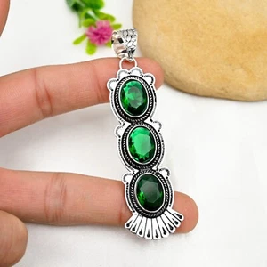 Chrome Diopside Gemstone Pendant 925 Sterling Silver Handmade Jewelry Love Gift - Picture 1 of 5