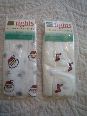 2 Pares Medias Navidad Navidad Bug Dorado Blanco Talla 2-4 Años Papá Noel y Medias Foto 1 de 4