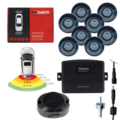 8 Sensoren PDC Einparkhilfe vorne und hinten Rückfahrwarner Warnsummer Schwarz - Bild 1 von 4