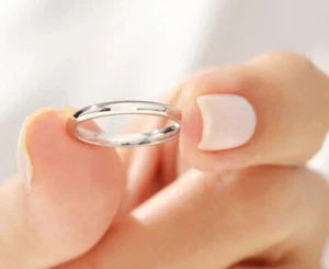 DOME POLISHED Men and Women 2mm Thin Simple Plain Wedding Band 925 Silver 7 US - Picture 1 of 6