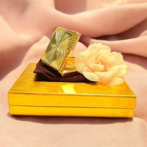 Vintage NIB Estée Lauder Golden Pleats Translucent Pressed Powder Collet Compact - Imagen 1 de 16