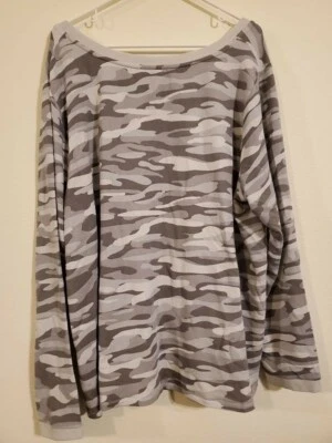 Sleep Shirt Torrid 3 3X 22-24 Gray Camo Micro Terry Long Sleeve Warm Winter Top - Image 1 of 3