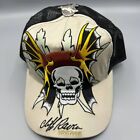 Vintage Cliff Raven Hat Brown Ed Hardy Japanese Tattoo Snap Back Trucker Cap 90S