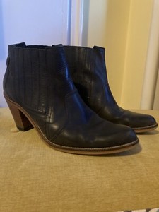 kurt geiger black leather western heeled ankle boots