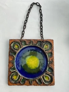 Vintage Carstens German Fat Lava  Orange and Blue Wall Tile - 29 Cm Heavy Chain - Picture 1 of 17