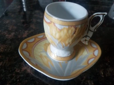 Exquisite Hand-painted Sanabel Art Deco Ceramic Coffee Cup & Saucer - Very Rare - Image 1 of 4