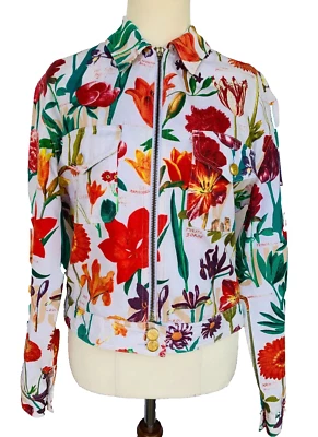 Jeans Moschino ❤️ Chaqueta vintage RARA de los años 90 se adapta a AU/UK 12, US 8 BOTANICAL FLORAL Foto 1 de 4