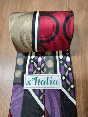 Corbata Italia Para Hombre Lujo De Colección Años 90 54x4" Seda Colorida Abstracta Corbata  Foto 1 de 4