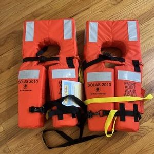 SOLAS  2010 Collar Life Jacket Adult Safety Orange USCG 95+ Pound (2) - Picture 1 of 13