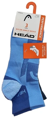 Head Mujer Calcetines al Tobillo 3 Pares Azul Gris Blanco Zapato Talla 6-10 Foto 1 de 4