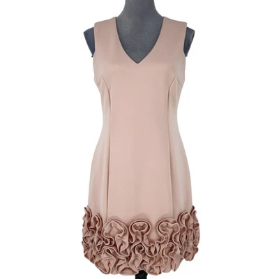 Donna Ricco Dress Womens 8 Blush Pink Ruffle Hem Lined Back Zip Cocktail Party - Image 1 of 4