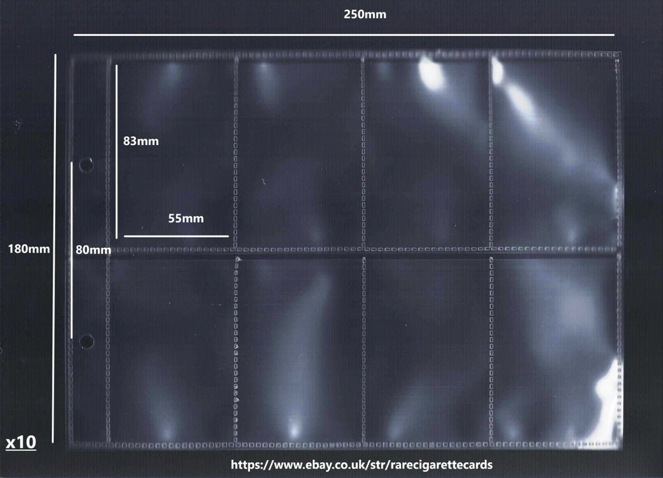 CIGARETTE, TRADE, GUM & TEA CARD PAGES 8 POCKETS - SOLD LOOSE IN UNITS OF 10 - Image 1 of 1