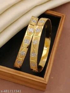 Ethnic Indian Fashion Bangles Set Jewelry Gold Plated Bollywood Bridal Bracelet - Picture 1 of 6