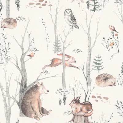 Papel pintado Rasch Kids' World Woodland animales árboles aves vivero neutro 300048 Foto 1 de 4