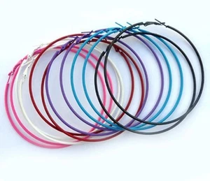 BRIGHT COLORS LARGE 2 1/2"  HOOP EARRINGS  HOOP SIMPLE THIN HOOP FUN!  - Picture 1 of 7