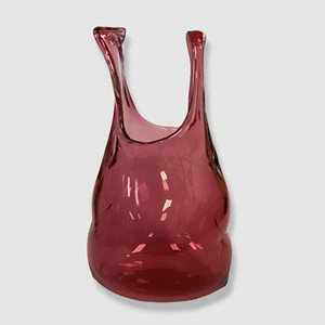 $575 NOU Deballe Ton Sac Red Glass Decorative Large Bag Table Vase - Picture 1 of 4