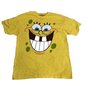 T-shirt uomo Nickelodeon Spongebob pantaloni quadrati grande viso giallo denti taglia LARGE - Foto 1 di 6