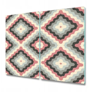 Glass Induction Ceramic Hob Cover Abstract retro geometric pink and grey 2x30x52 - Picture 1 of 7