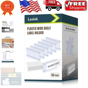 Wire Rack Label Holders Set - 30 Durable Holders with Label Inserts Included - Picture 1 of 9