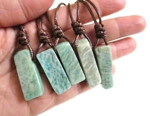 Men's Crystal Necklace, Natural Blue Amazonite Slab Stone Necklace, gemstone - Picture 1 of 4