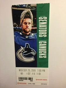 VANCOUVER CANUCKS VS OTTAWA SENATORS 25. SEPTEMBER 2019 TICKET STUB - Bild 1 von 1
