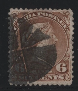 #27a Large Queen 6c Canada used well centered fancy cancel - Picture 1 of 2