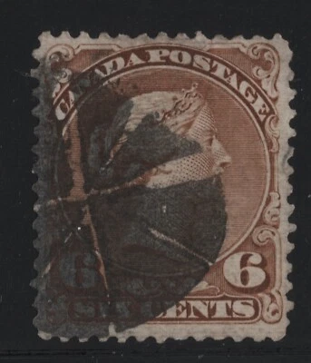 #27a Large Queen 6c Canada used well centered fancy cancel - Image 1 of 2