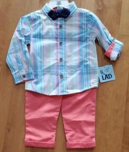 Baby Boys LITTLE LAD 3 pc Shirt Pants Tie Set Size 0/3 3/6 6/9 12 18 24 mo NWT - Picture 1 of 1